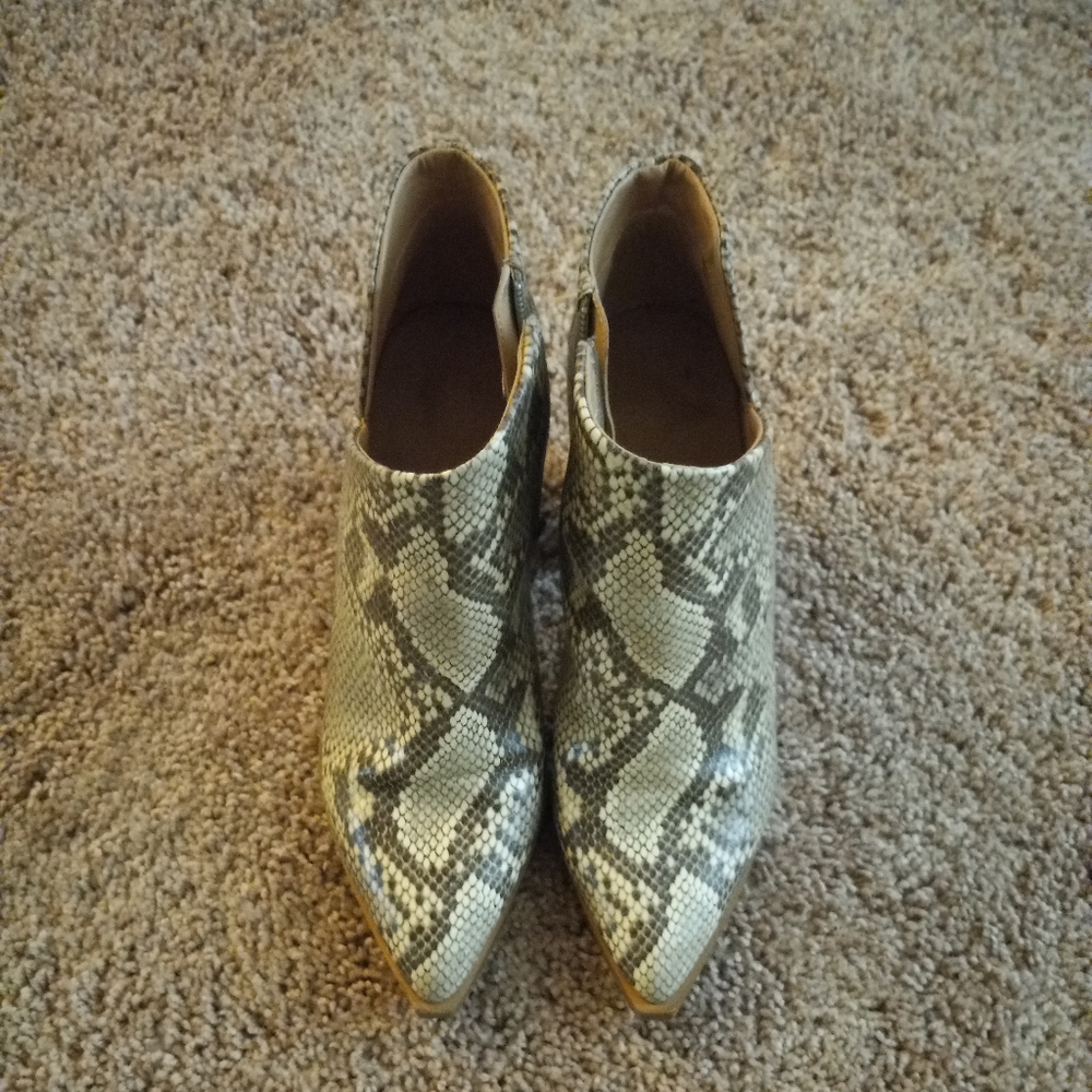 Snakeskin booties